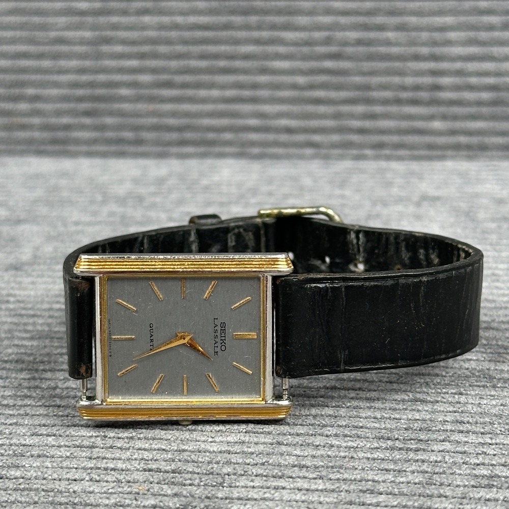 Vintage Seiko Lassale Quartz Watch Two Tone Rectangular Grey Dial 9300-5259 vtg